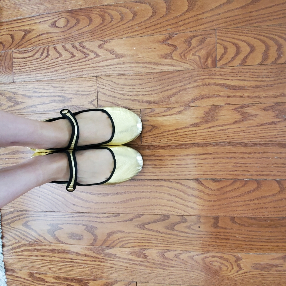 💗 Penny loves Kenny gold lame flats metallic US 10 - Picture 7 of 9